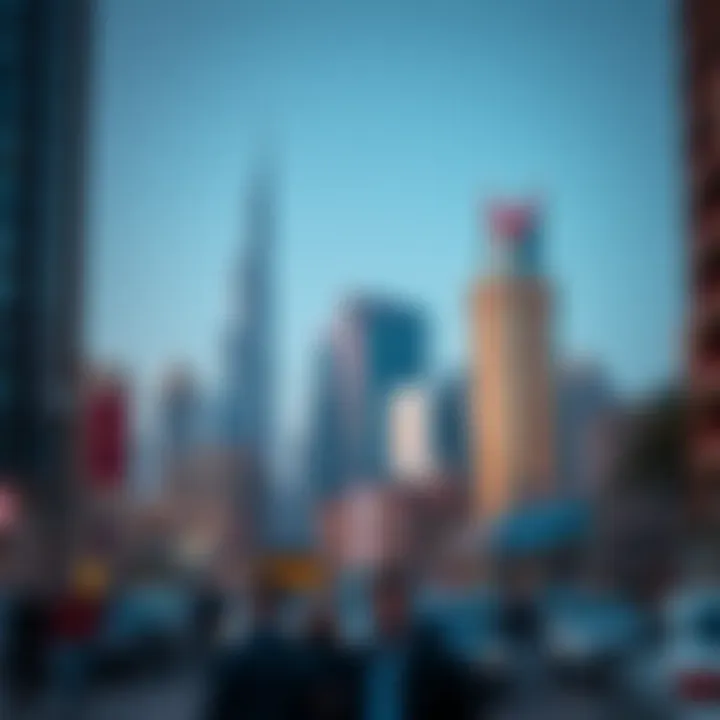 Cityscape of Dubai International City Vibrant cityscape depicting the architectural diversity in Dubai International City