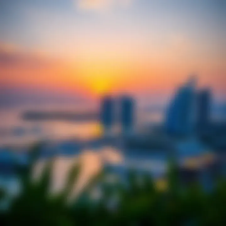 Breathtaking view of Marasi Bay waterfront at sunset