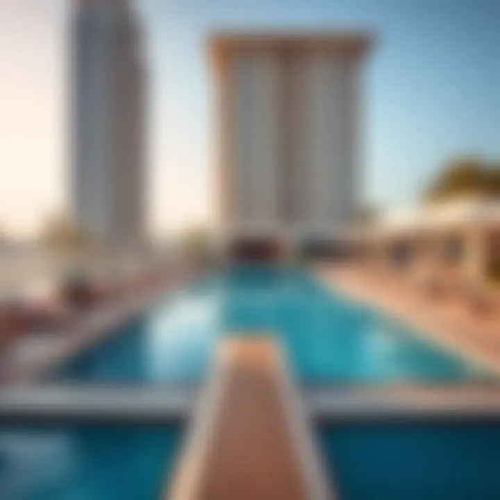 Luxurious amenities of Marina Shores including the pool area