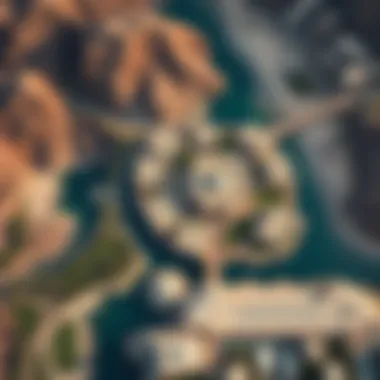 An aerial shot of a hidden gem in Dubai surrounded by natural beauty