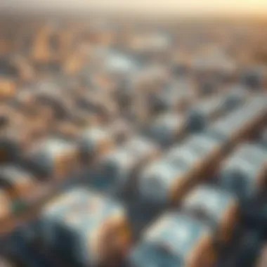 Aerial view of a modern new town development in Dubai showcasing urban planning