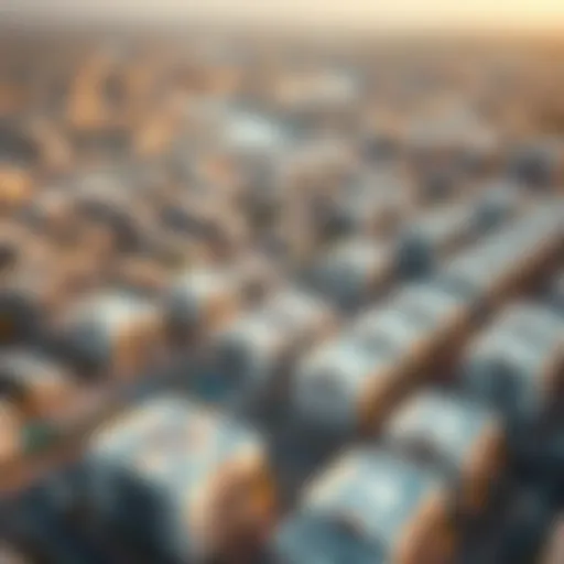 Aerial View of Urban Planning in New Towns Aerial view of a modern new town development in Dubai showcasing urban planning