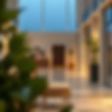 Amenities available at a one-bedroom apartment complex near Dafza Metro