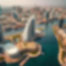 Aerial view of One Canal showcasing its unique architectural style