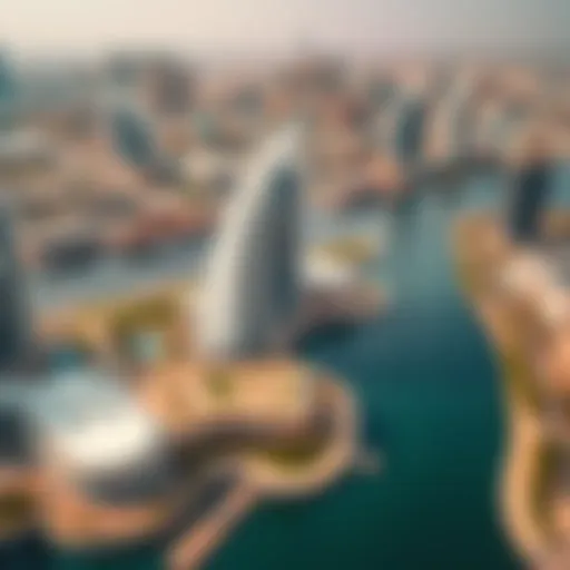 Aerial view of One Canal showcasing its unique architectural style