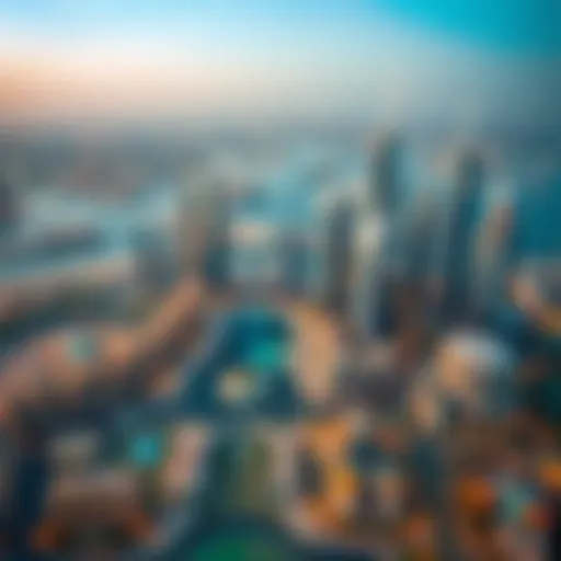 Aerial View of Dubai's Luxury Skyscrapers Aerial view of Dubai's skyline showcasing luxury skyscrapers