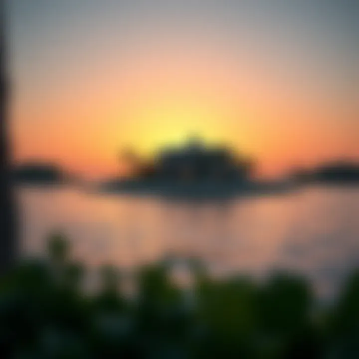 Tranquil Sunset Over Private Island A tranquil sunset over a private island, highlighting serene waters and peaceful surroundings