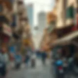 A vibrant street scene in Deira showcasing local culture