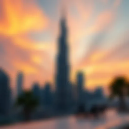 Stunning view of the second tallest building in the world against a sunset sky