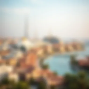 A panoramic view of شارع الفلاح showcasing the blend of modern architecture and traditional elements