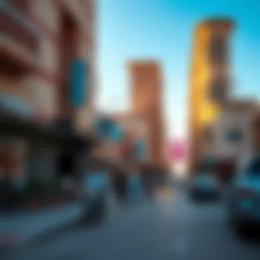 A vibrant street scene in شارع الفلاح reflecting the lifestyle and community spirit