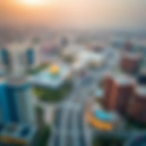 Aerial view of شارع واسط showcasing its vibrant surroundings and architecture