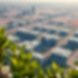 Aerial view of a sustainable city