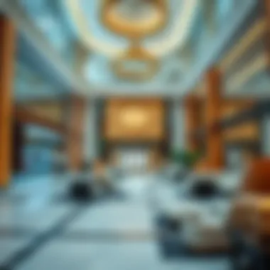 Luxurious interior design of Al Maha Building's lobby area