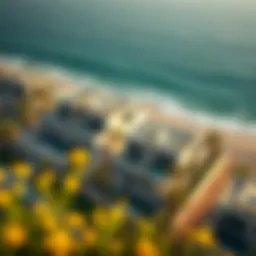 Aerial view of the luxurious beachfront villas in Al Jumeirah