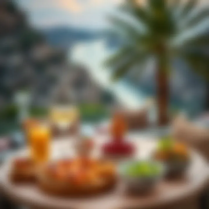 Gourmet dining setup in a scenic location