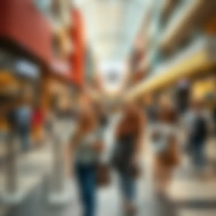 A bustling mall environment illustrating vibrant consumer interactions