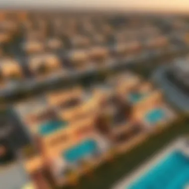 Aerial View of Damac Hills Aerial view of Damac Hills showcasing luxury villas