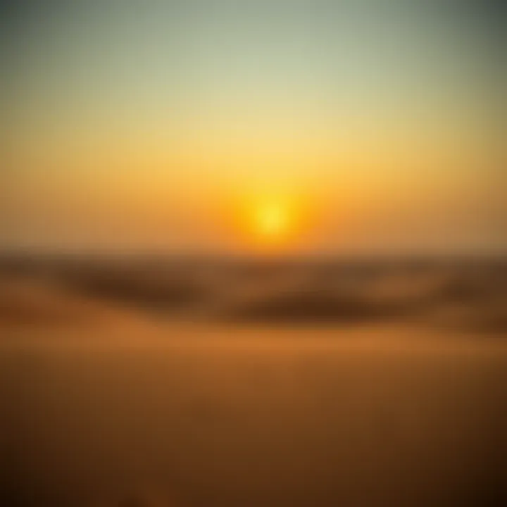 Sunrise Over the Dubai Desert The serene beauty of the Dubai Desert at sunrise