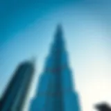 Iconic Burj Khalifa standing tall against a clear blue sky