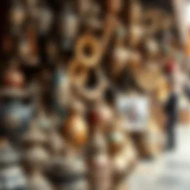 Cultural artifacts and handicrafts available at Naif Market, representing local craftsmanship.