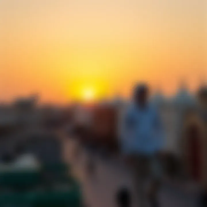 A scenic view of Naif at sunset, highlighting the blend of modernity and tradition.