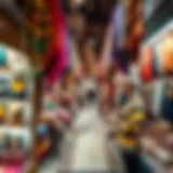 Vibrant display of textiles at Meena Bazaar