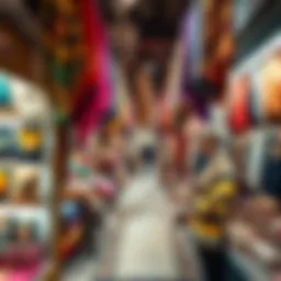 Vibrant display of textiles at Meena Bazaar