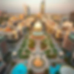 Aerial view of Town Square showcasing its lush green parks and modern architecture