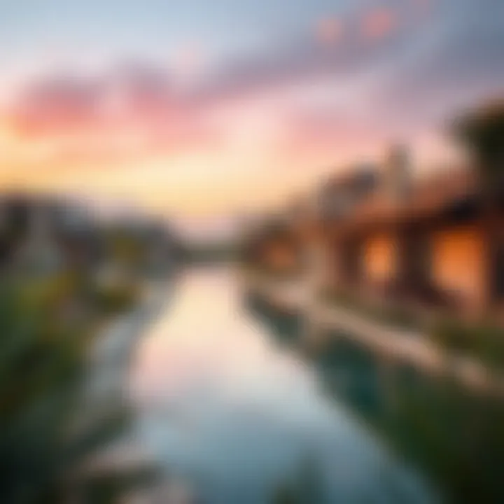 Architectural Marvels in a Picturesque Landscape Architectural marvels reflecting modern design amidst the picturesque landscape of Wadi Dubai.