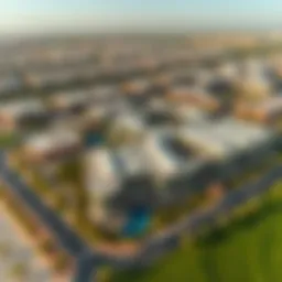 Aerial view of Wadi Hub showcasing its lush landscape and modern architecture.