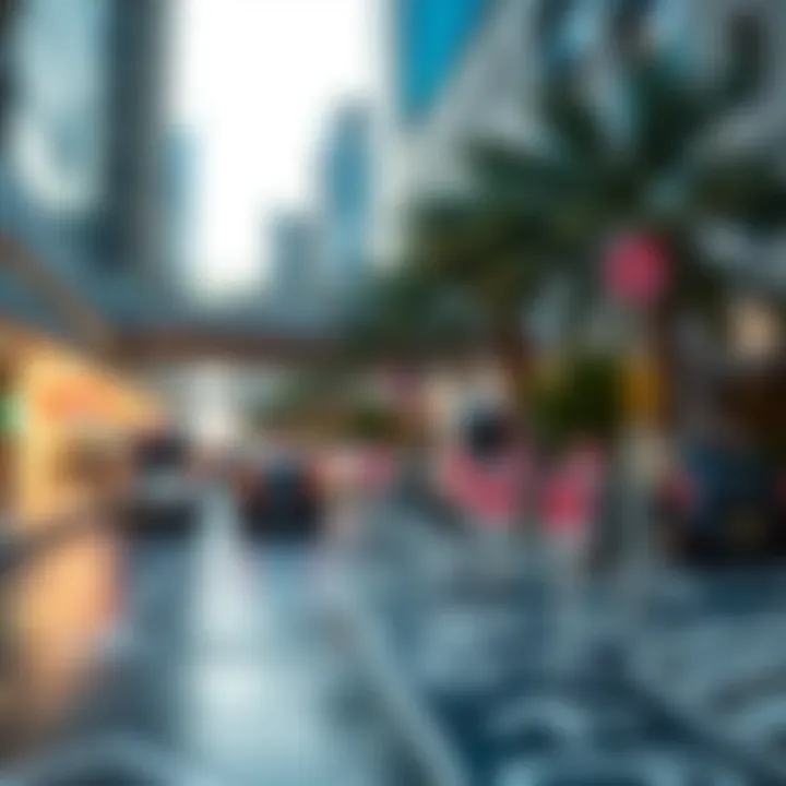 Map highlighting various free parking locations in Dubai