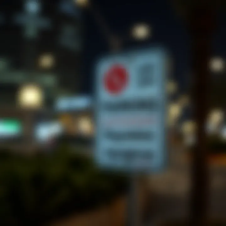 Signage indicating parking regulations in Dubai