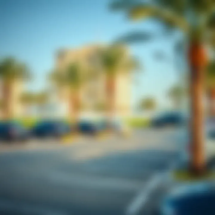 Scenic view of a free parking area in Dubai