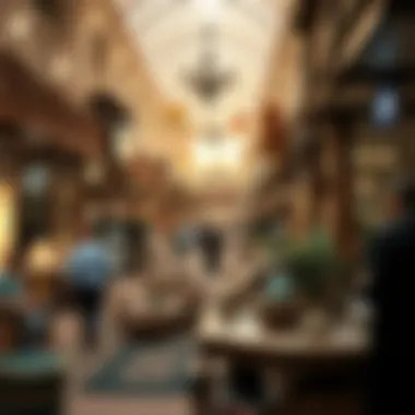 A bustling furniture market in Dubai, highlighting cultural diversity