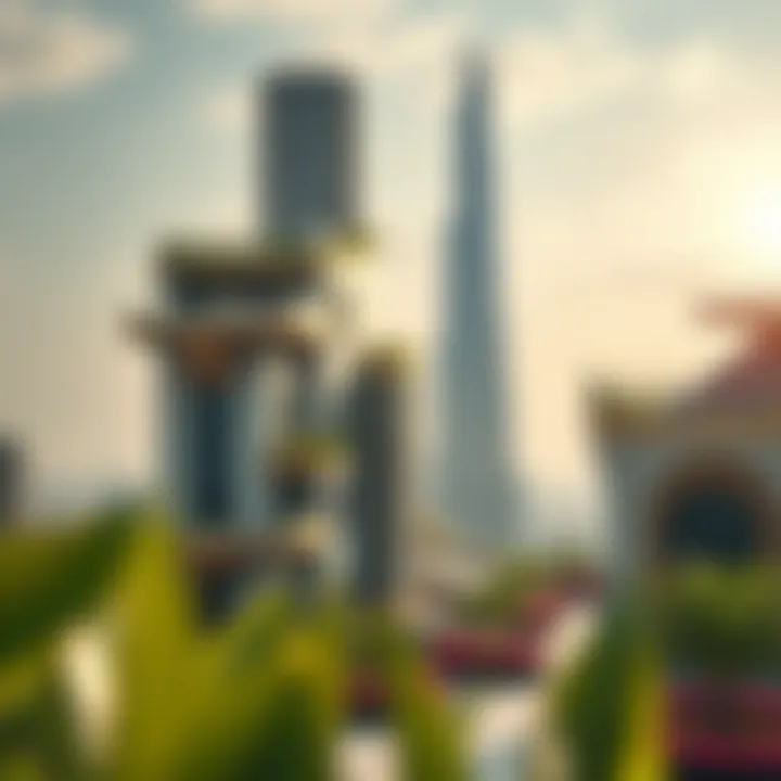 A conceptual design of future sky garden buildings, depicting innovative architecture and sustainability.