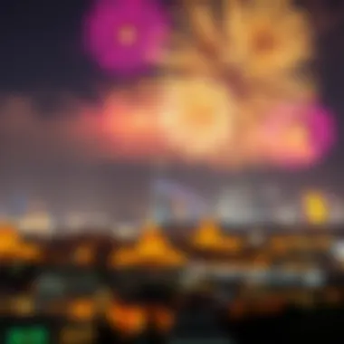 Festive Fireworks Display Colorful fireworks in the UAE skyline during festivities