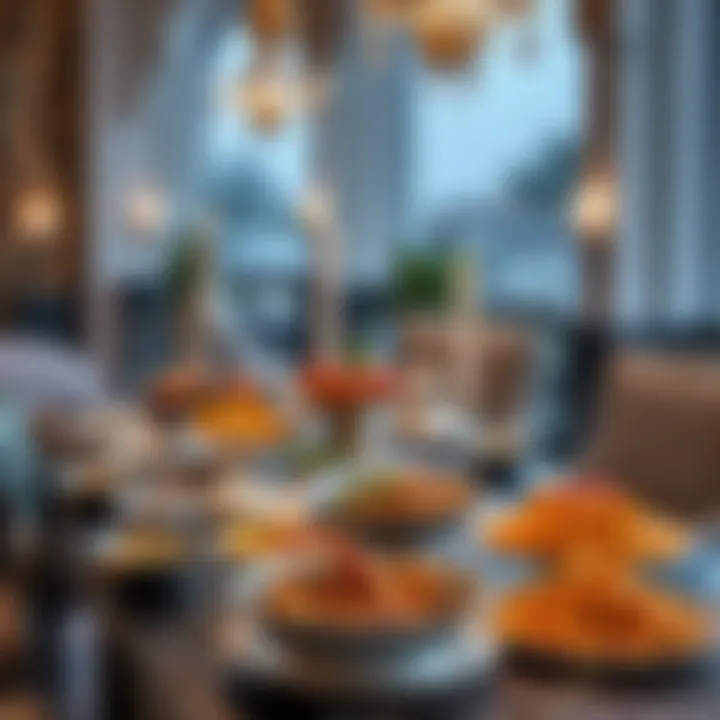 An elegant Iftar table set with a variety of traditional dishes