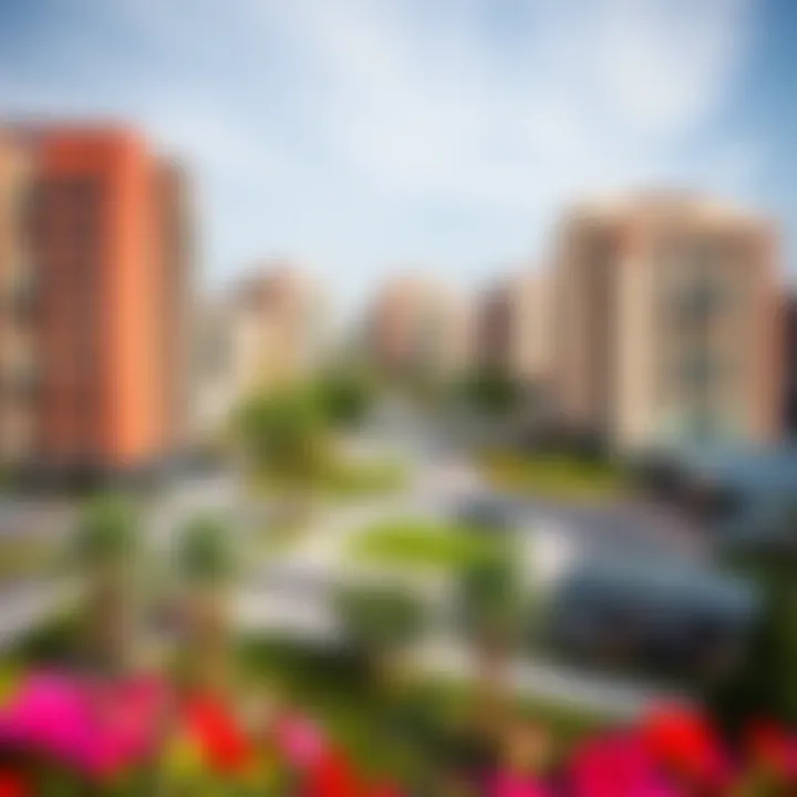 Vibrant neighborhood scene in JLT Cluster Q with parks and recreational spaces