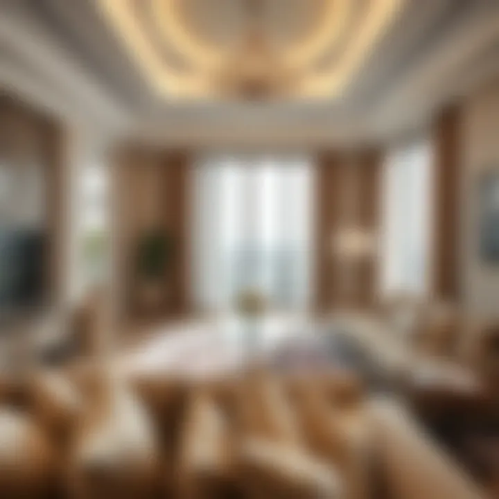 Elegant Interiors of Luxury Apartments in Jumeirah Village Circle Luxury apartment interiors in Jumeirah Village Circle emphasizing elegance