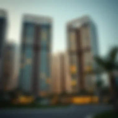 Modern apartment buildings illustrating the real estate options in JVC