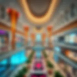 A panoramic view of the largest mall in the Middle East showcasing its unique architecture