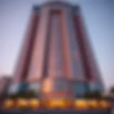 Architectural Excellence of Latifa Tower The stunning façade of Latifa Tower Trade Center, showcasing its modern architectural design.