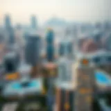 Aerial view of the Dubai skyline featuring Laya Heights' architectural designs