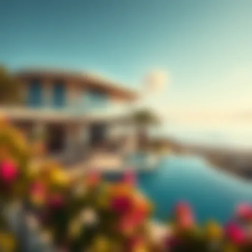 Stunning view of luxury villa with beach access