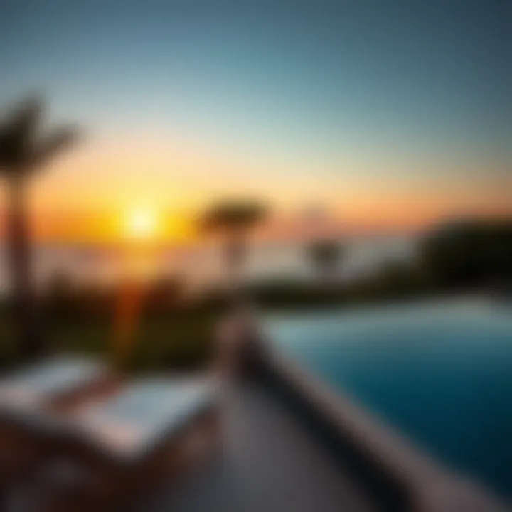 Terrace View at Sunset from Luxury Villa Sunset view from the terrace of a luxury villa