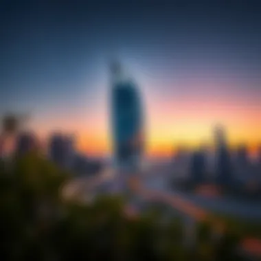 Mag Eye Phase 1 Against the Dubai Skyline Sunset view of Mag Eye Phase 1 against the Dubai skyline