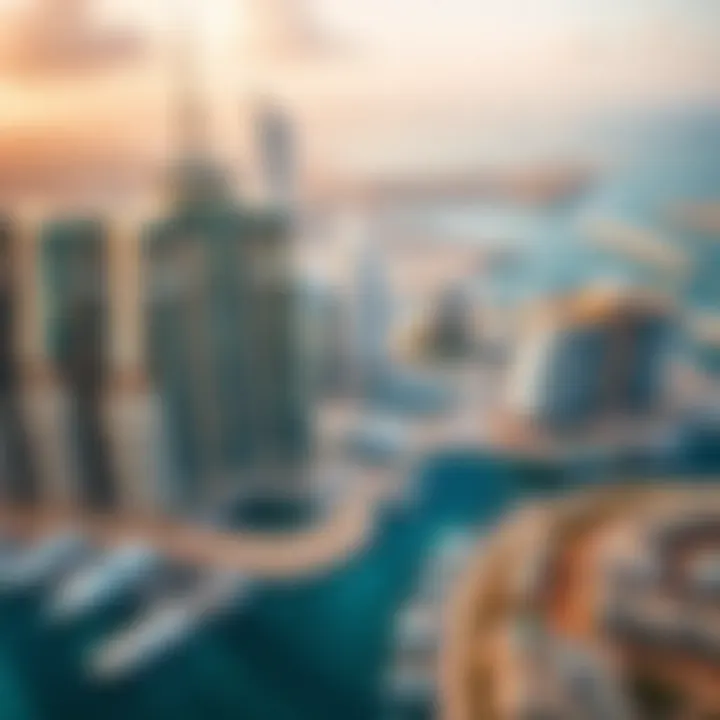 Aerial View of Dubai Marina A stunning aerial view of Dubai Marina showcasing luxury skyscrapers and the waterfront