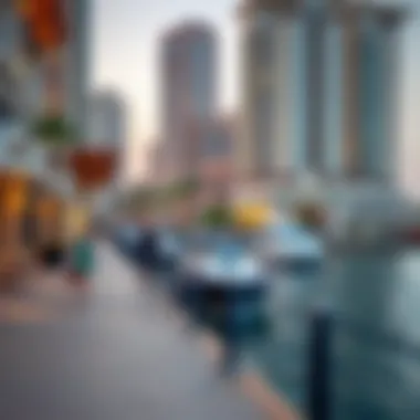 Waterfront Promenade in Dubai Marina An elegant waterfront promenade lined with cafes and shops in Dubai Marina