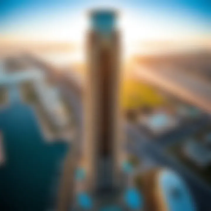 Aerial view of Marina View Tower and surrounding community amenities